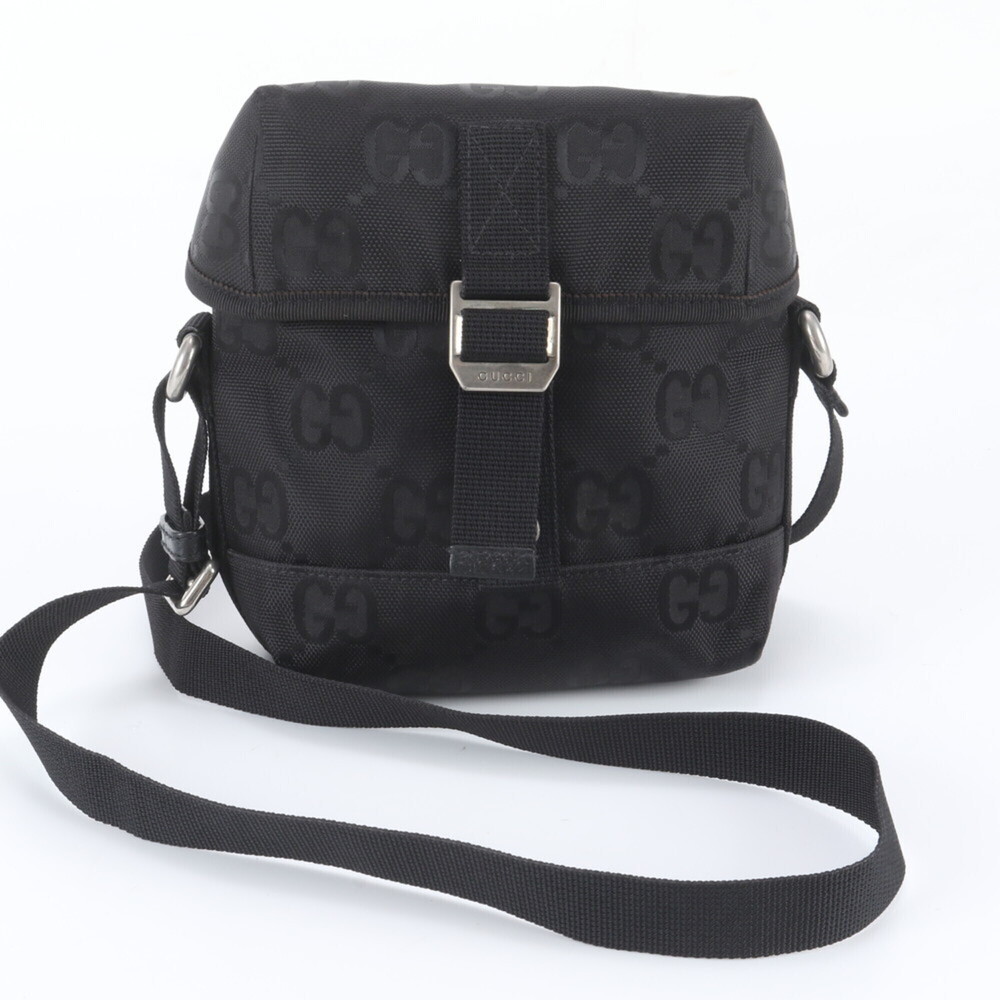 Gucci Off the Grid GG Nylon 643858 Leather Shoulder Bag, Black, for Men and W...